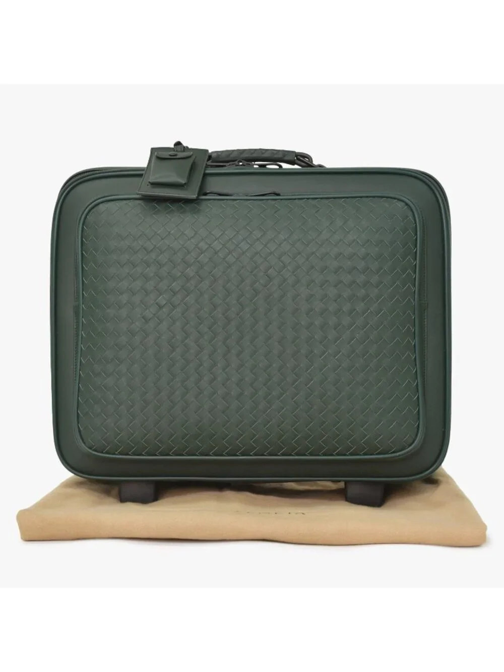 Bottega Veneta Carry Case Suitcase Intrecciato Dark Green Black Travel Bag